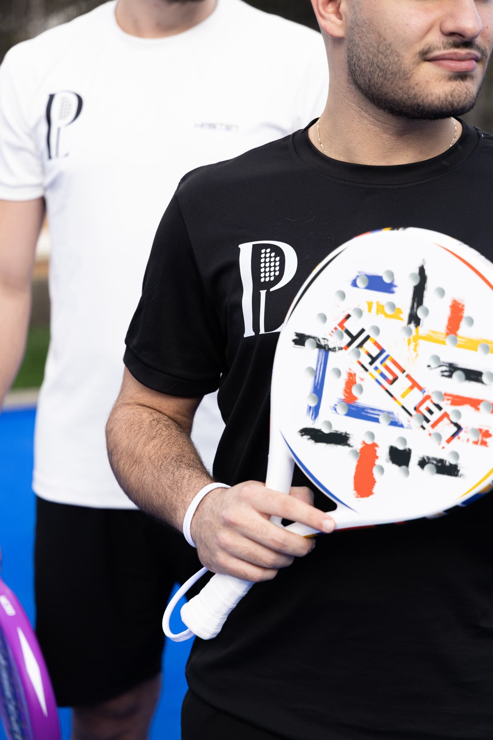 Close-up of a padel racket